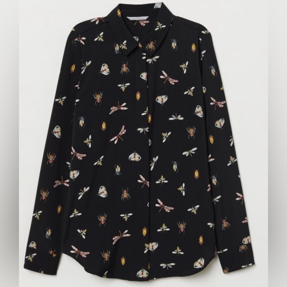 H&M blouse insect print button up